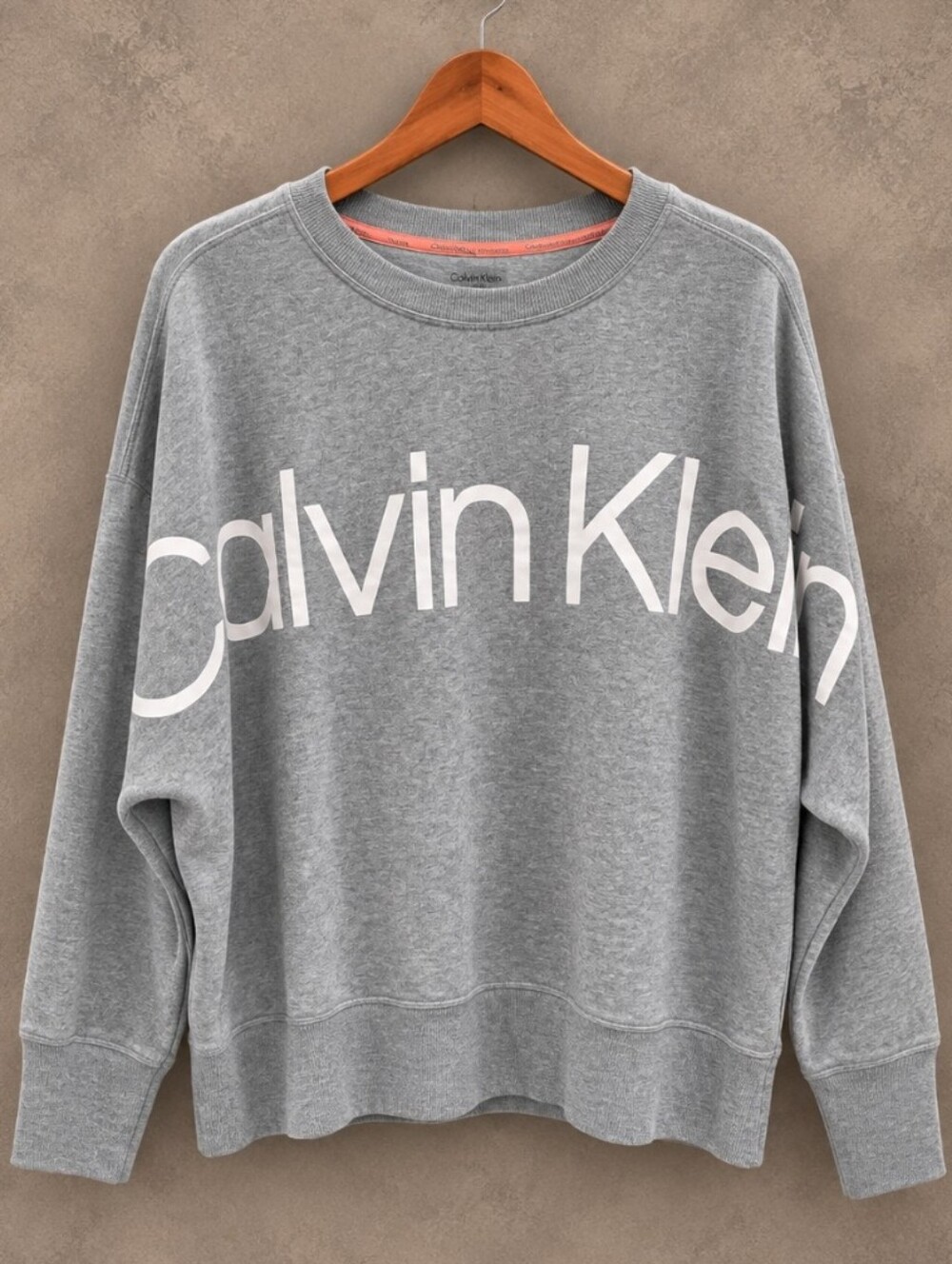 Calvin Klein Women's Gray Logo Crewneck Sweater